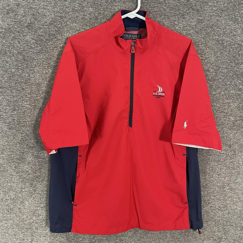 2015 U.S. Open Chambers Bay Jacket Mens M Red Golf Polo Ralph Lauren 1/2 Zip